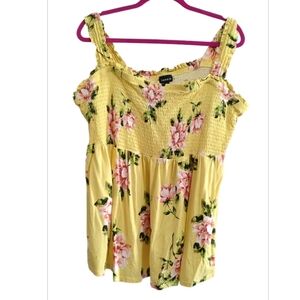 Torrid Yellow Floral Smocked Blouse Size 4X